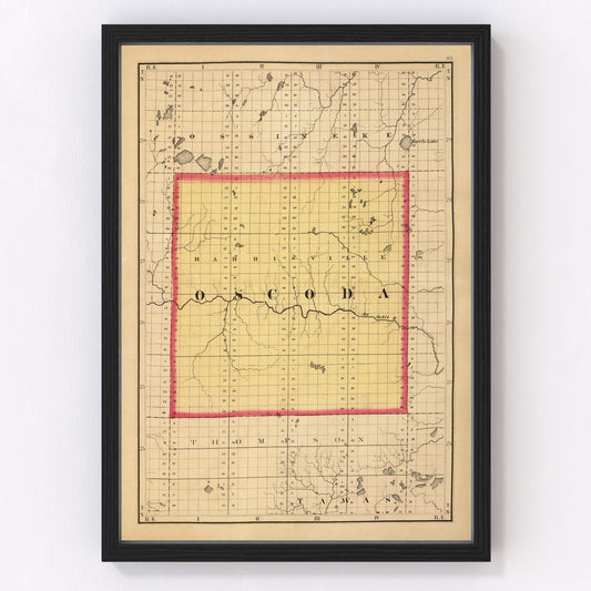 Vintage Map of Oscoda County, Michigan 1873