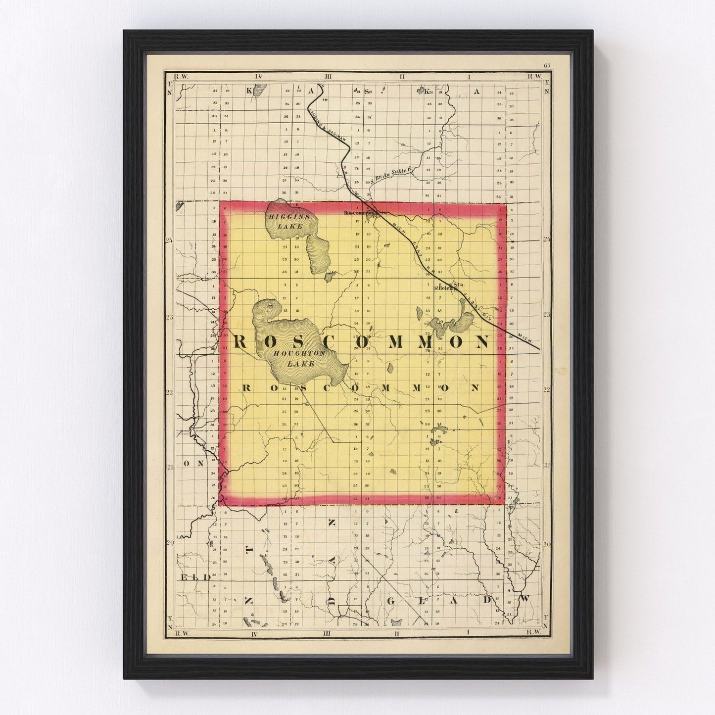 Vintage Map of Roscommon County, Michigan 1873