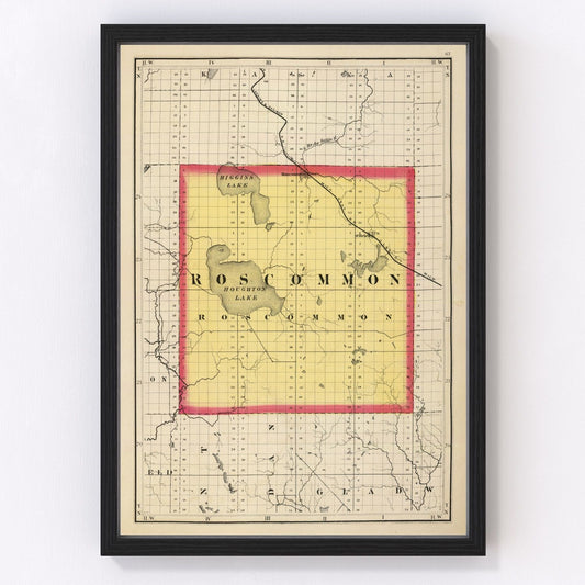 Vintage Map of Roscommon County, Michigan 1873