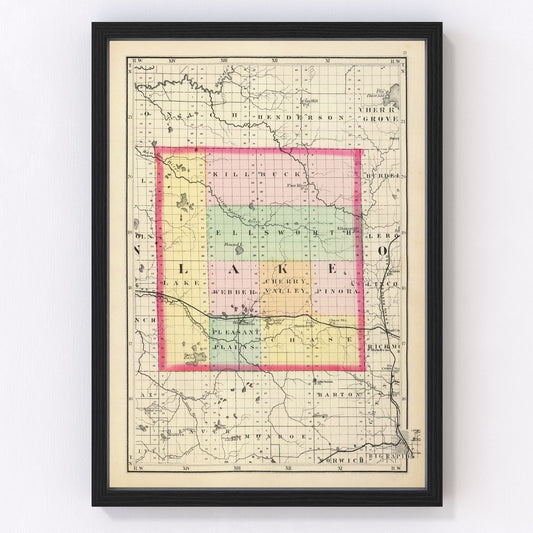Vintage Map of Lake County, Michigan 1873