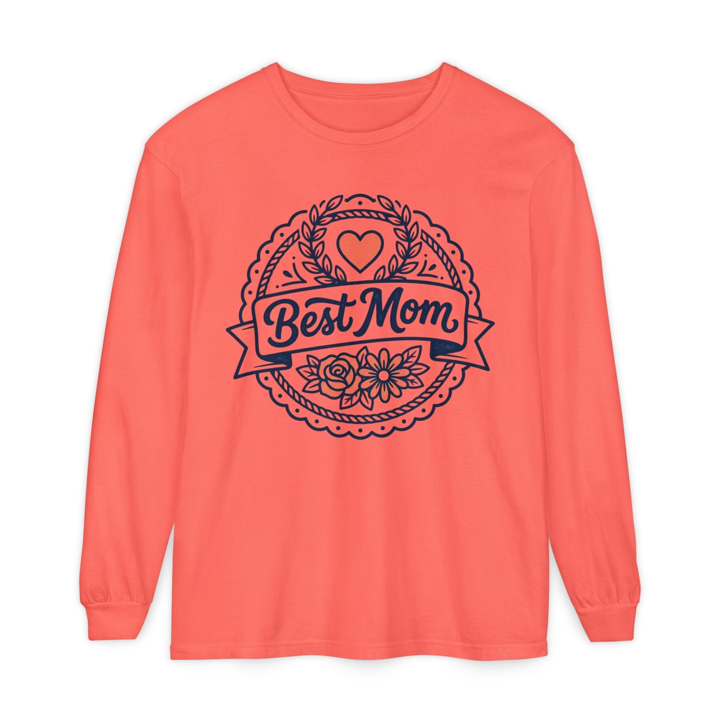 Best Mom Long Sleeve T-Shirt — Floral Heart Mother's Day Tee