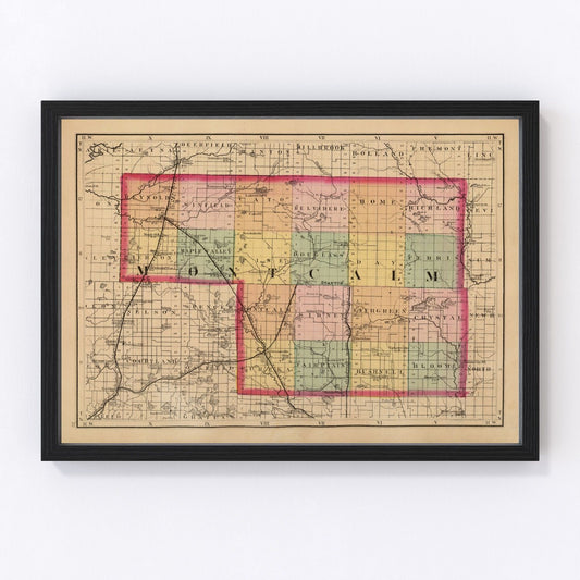 Vintage Map of Montcalm County, Michigan 1873