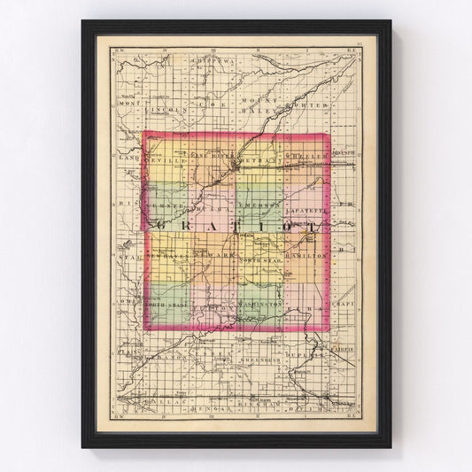 Vintage Map of Gratiot County, Michigan 1873