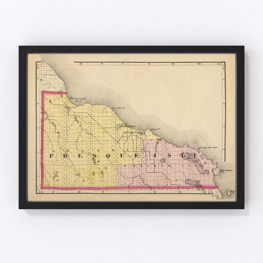 Vintage Map of Presque Isle County, Michigan 1873