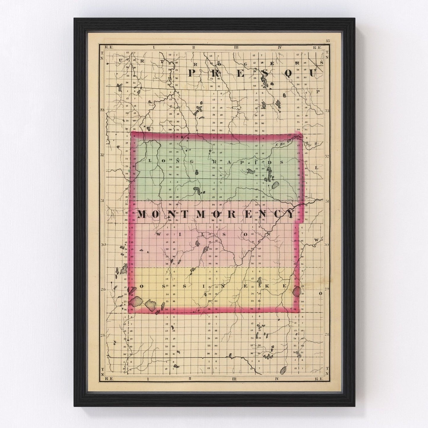 Vintage Map of Montmorency County, Michigan 1873