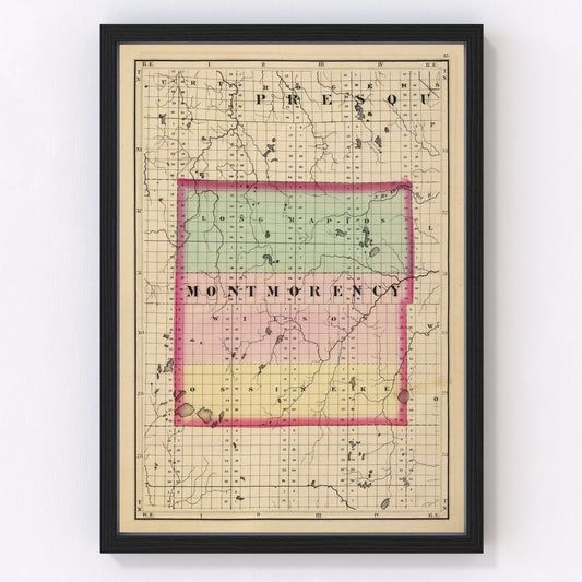 Vintage Map of Montmorency County, Michigan 1873