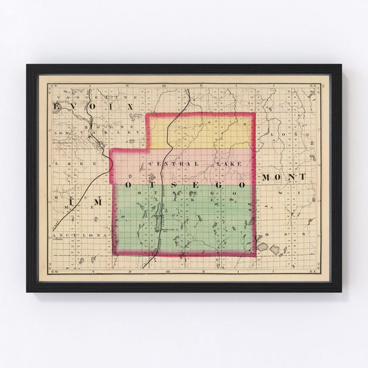Vintage Map of Otsego County, Michigan 1873