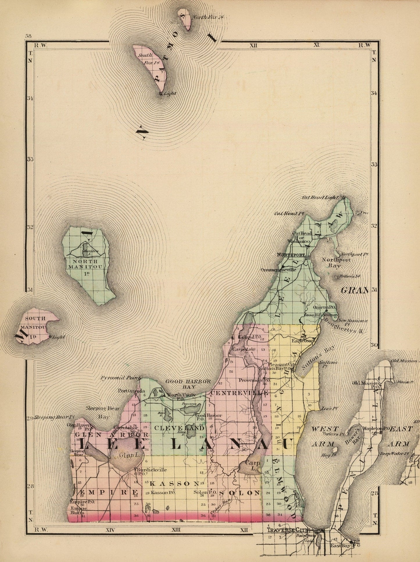 Vintage Map of Lee Lanau County, Michigan 1873