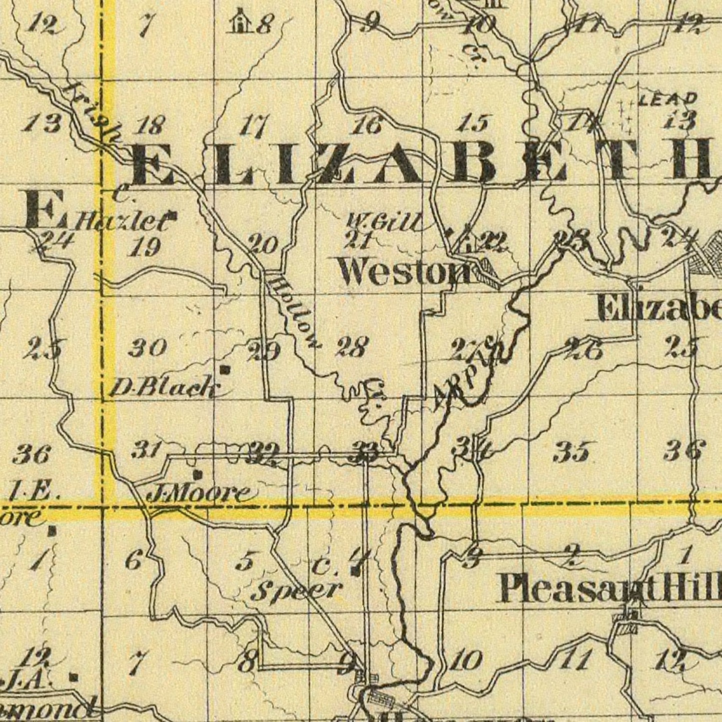 Vintage Map of Jo-Daviess County, Illinois 1876