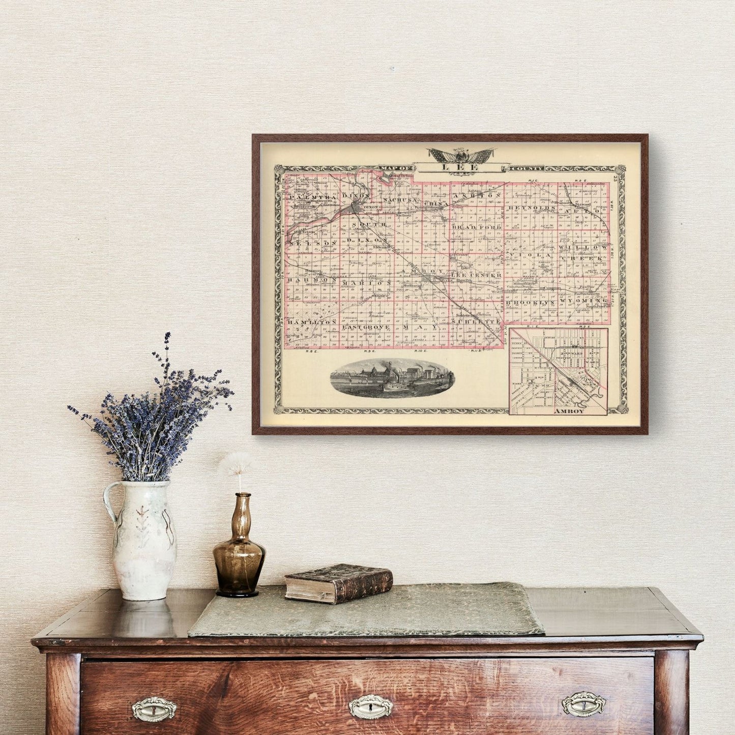 Vintage Map of Lee County, Illinois 1876