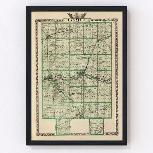 Vintage Map of La Salle County, Illinois 1876