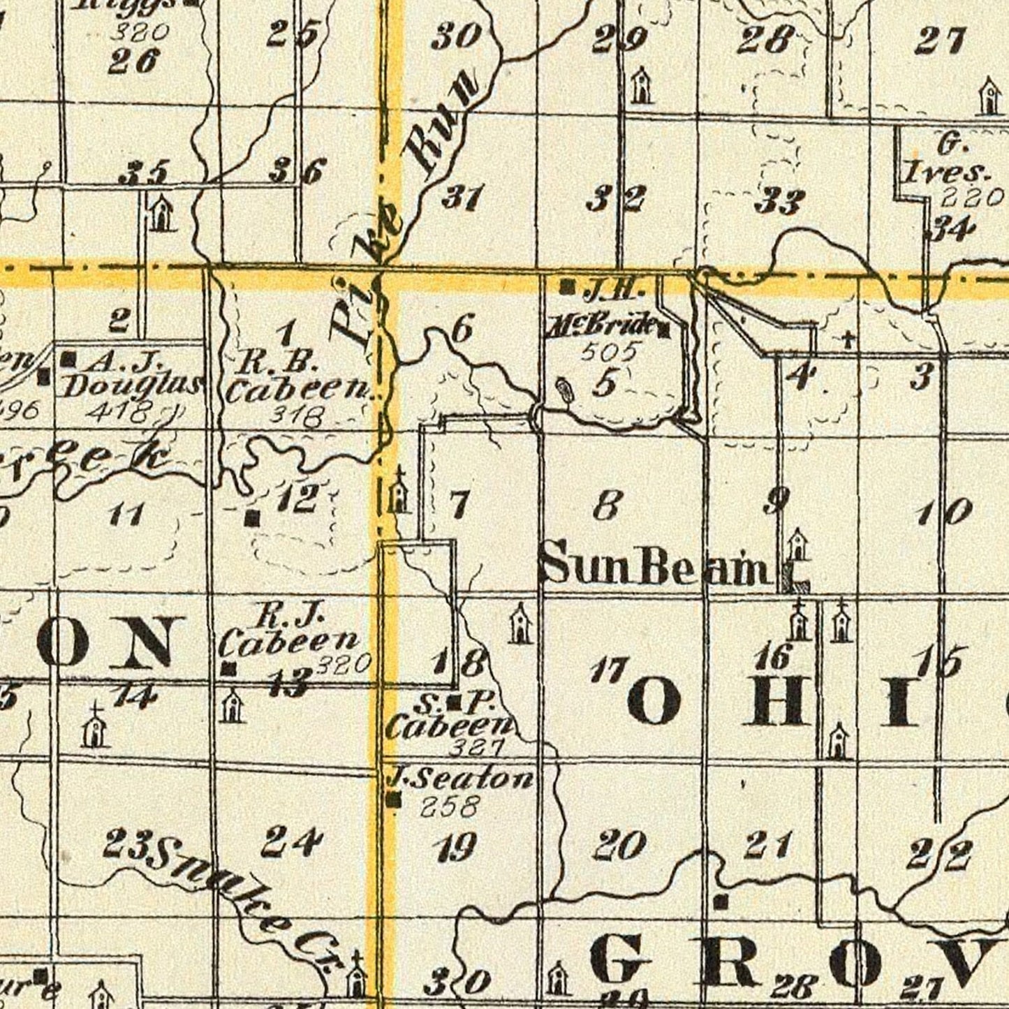 Vintage Map of Mercer County, Illinois 1876