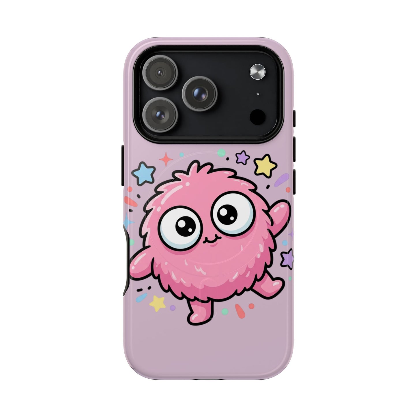 Cute Pink Fuzzy Monster Tough Magnetic Phone Case — Cute Kawaii Protective iPhone Cover