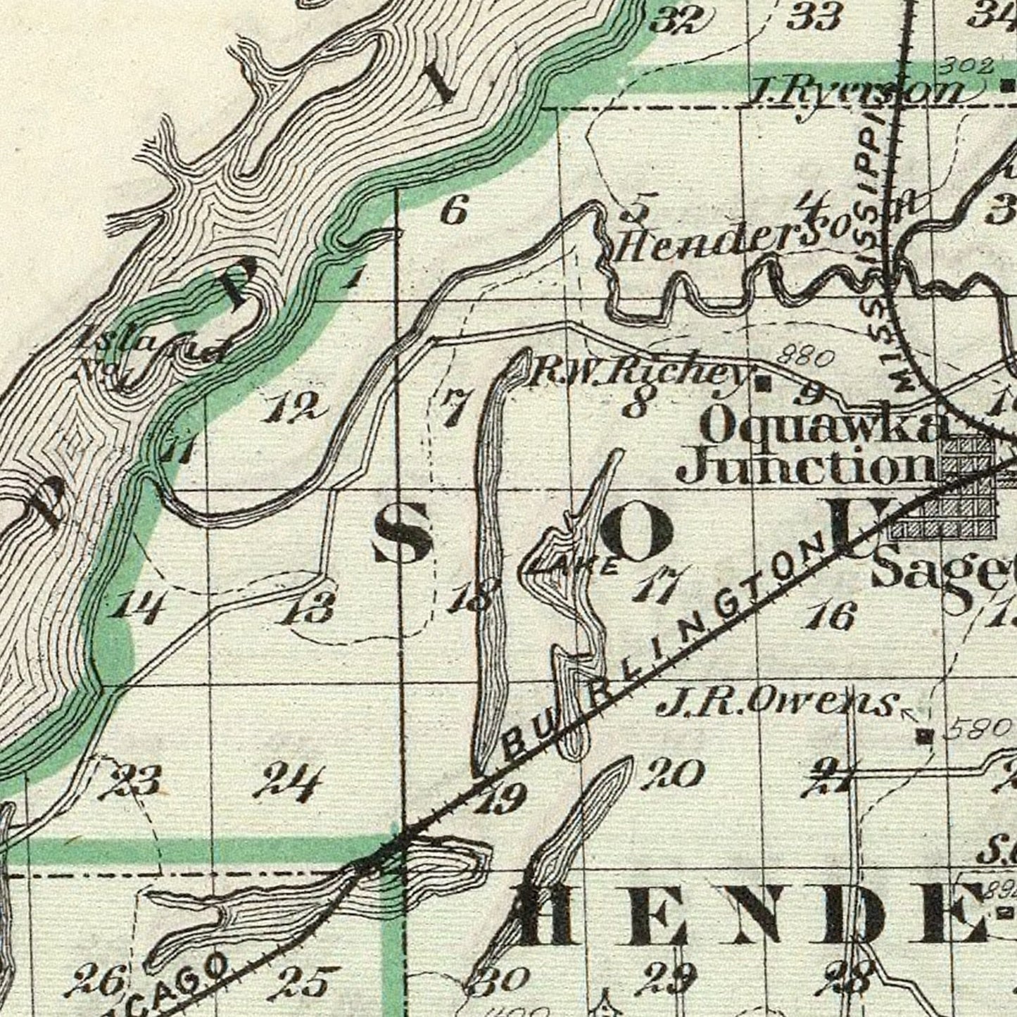 Vintage Map of Henderson County, Illinois 1876