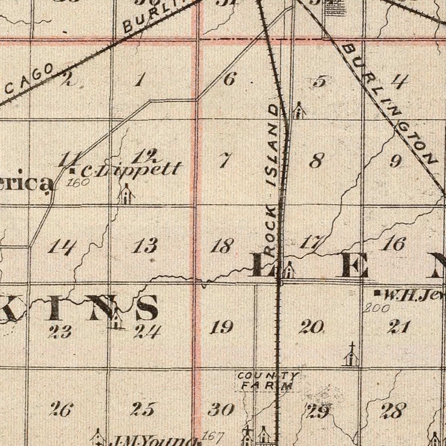 Vintage Map of Warren County, Illinois 1876