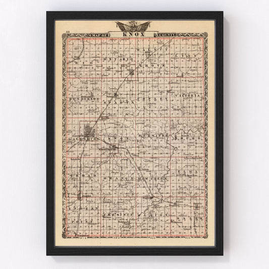 Vintage Map of Knox County, Illinois 1876