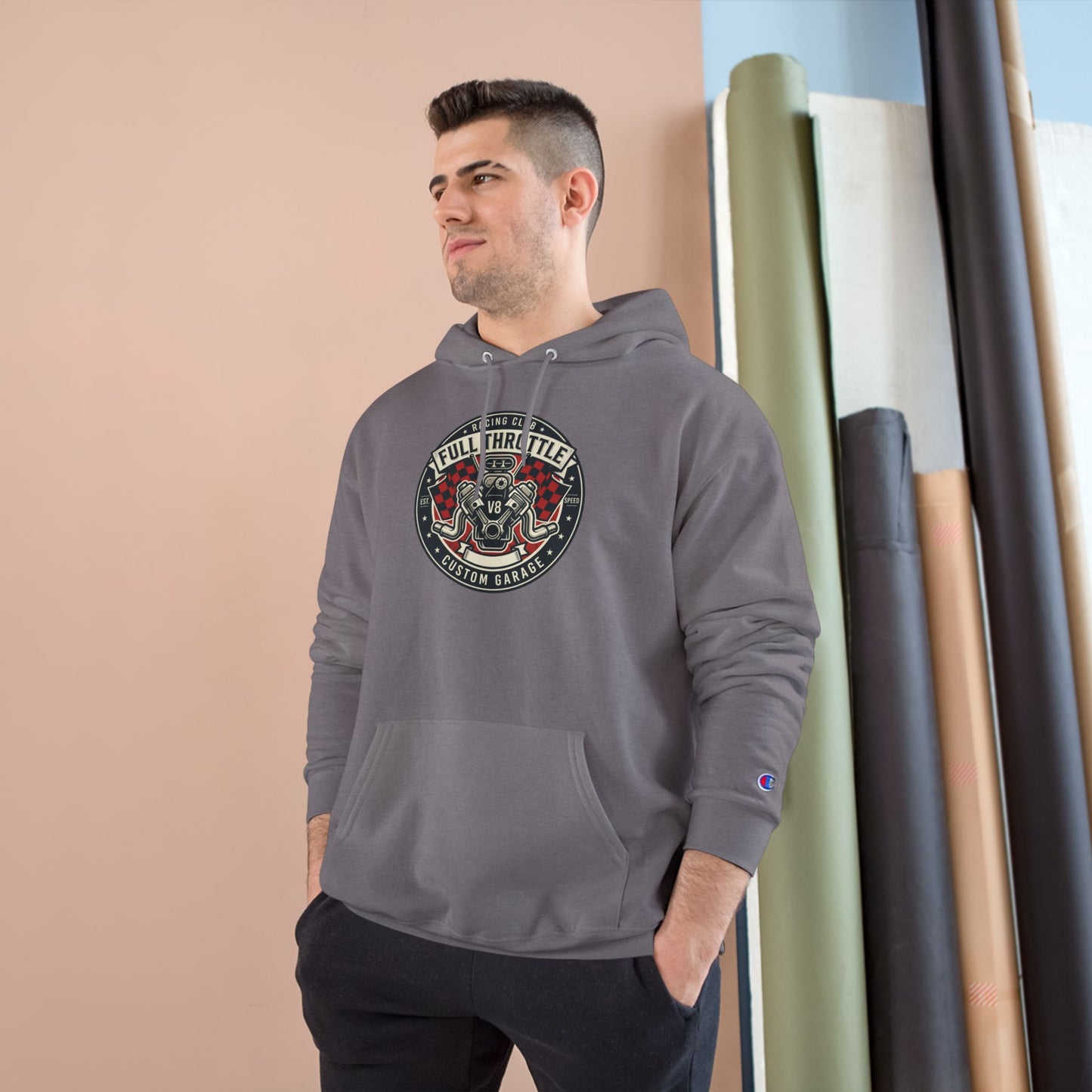 Full Throttle Champion Hoodie — Vintage Racing Graphic
