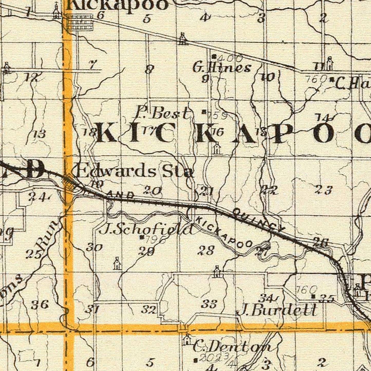 Vintage Map of Peoria County, Illinois 1876