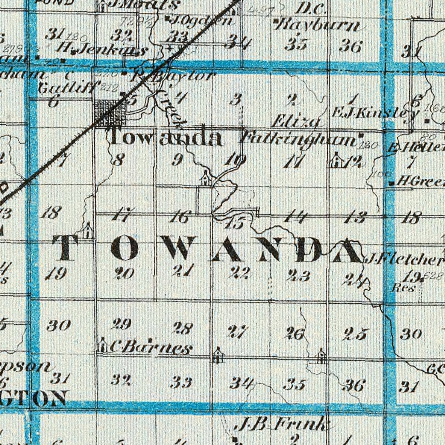 Vintage Map of McLean County, Illinois 1876