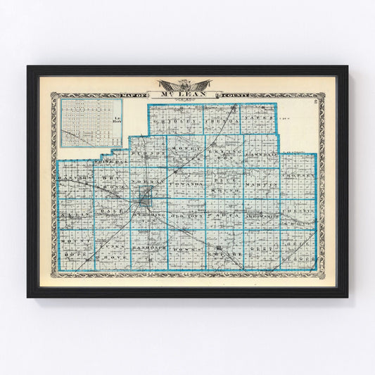 Vintage Map of McLean County, Illinois 1876