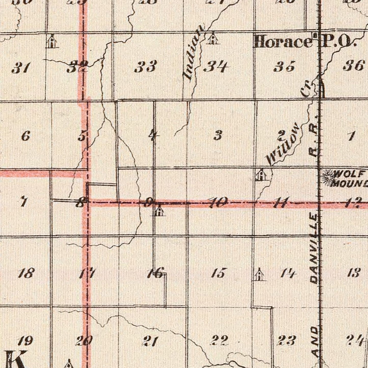 Vintage Map of Edgar County, Illinois 1876