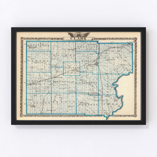 Vintage Map of Clark County, Illinois 1876