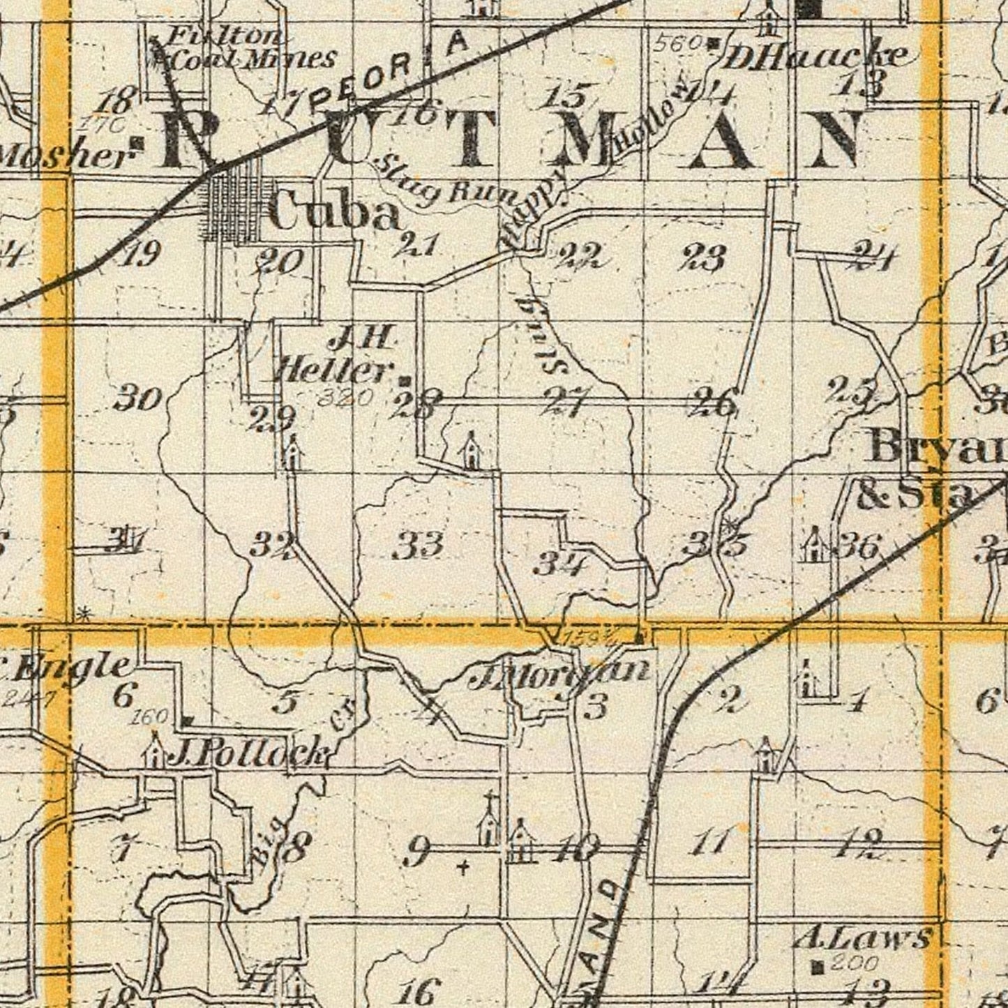 Vintage Map of Fulton County, Illinois 1876