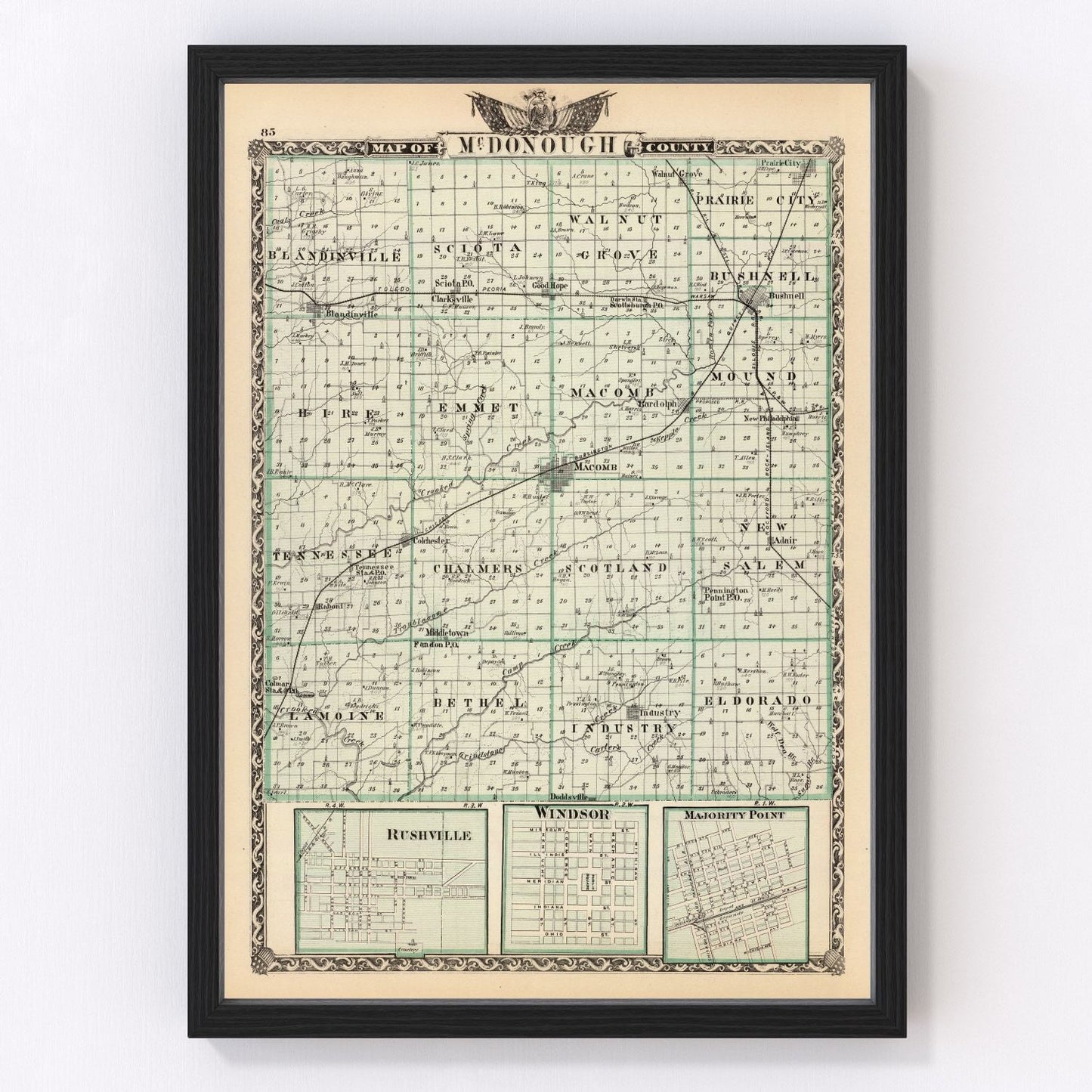 Vintage Map of Mcdonough County, Illinois 1876