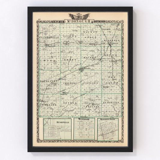 Vintage Map of Mcdonough County, Illinois 1876