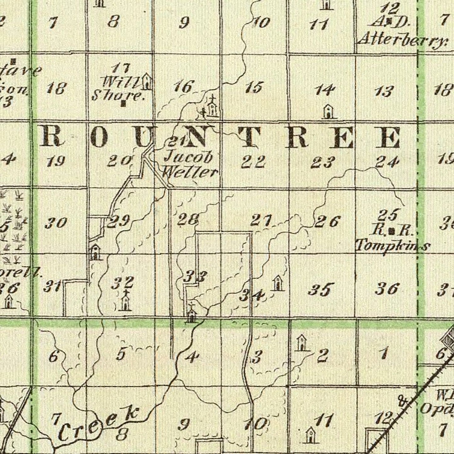 Vintage Map of Montgomery County, Illinois 1876