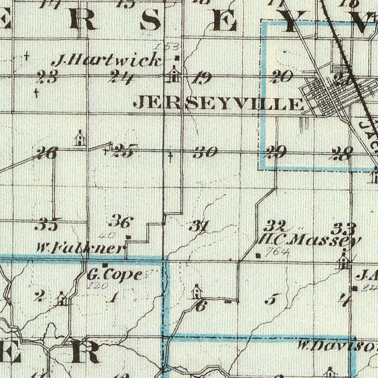 Vintage Map of Jersey County, Illinois 1876