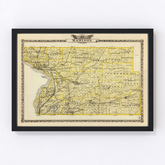 Vintage Map of Madison County, Illinois 1876