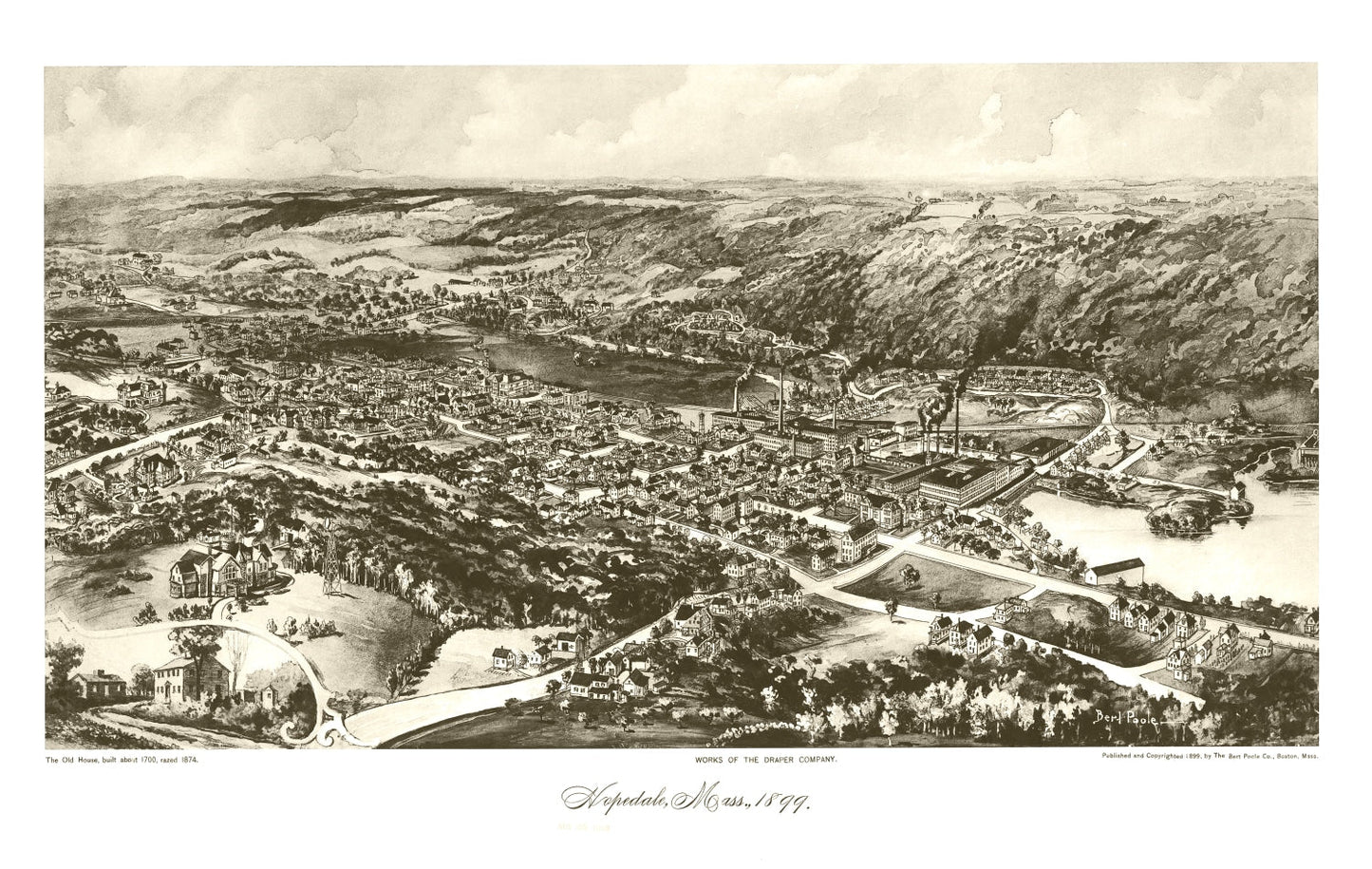 Vintage Map of Hopedale, Massachusetts 1899