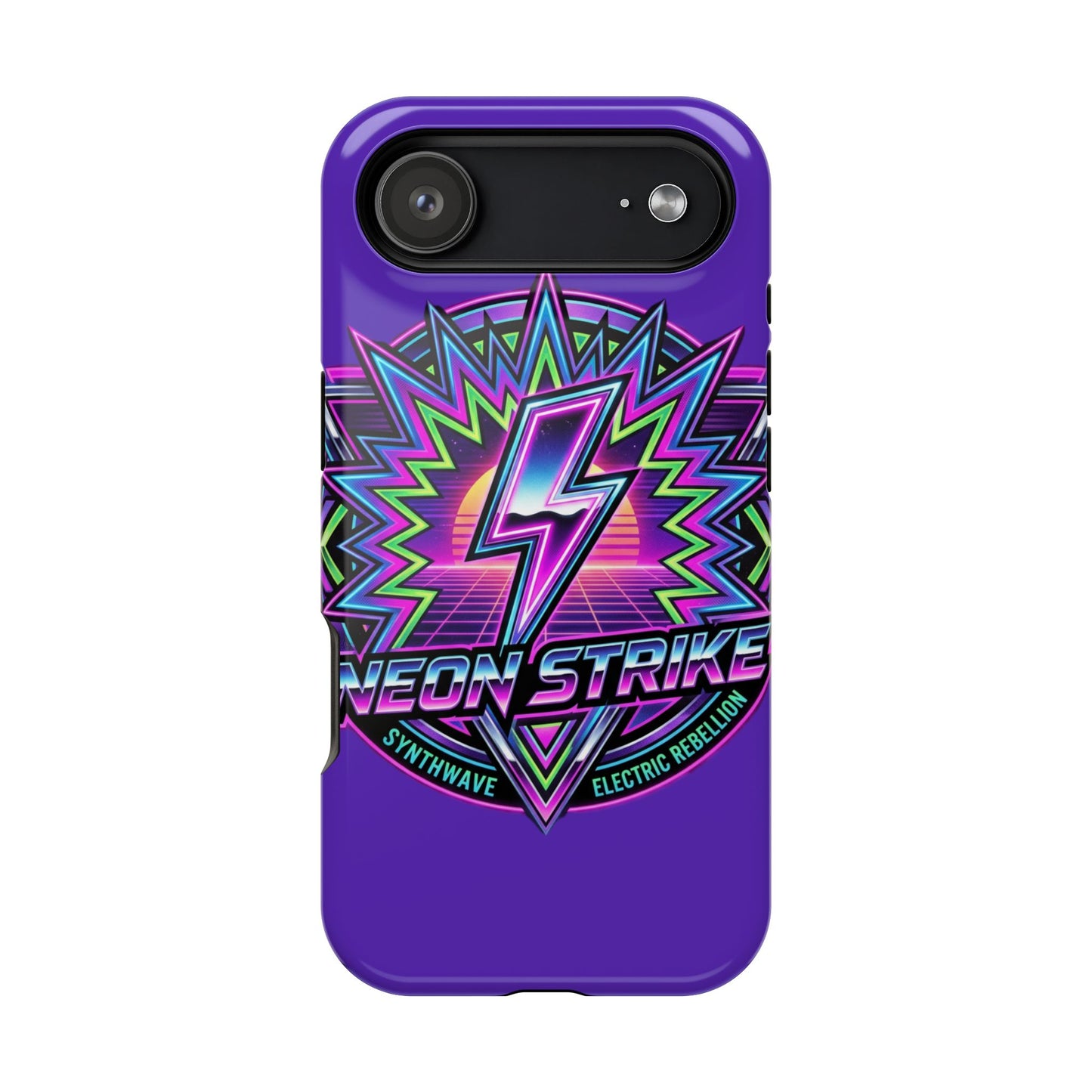 Neon Strike Phone Case — Retro 80s Lightning Magnetic Impact-Resistant Cover