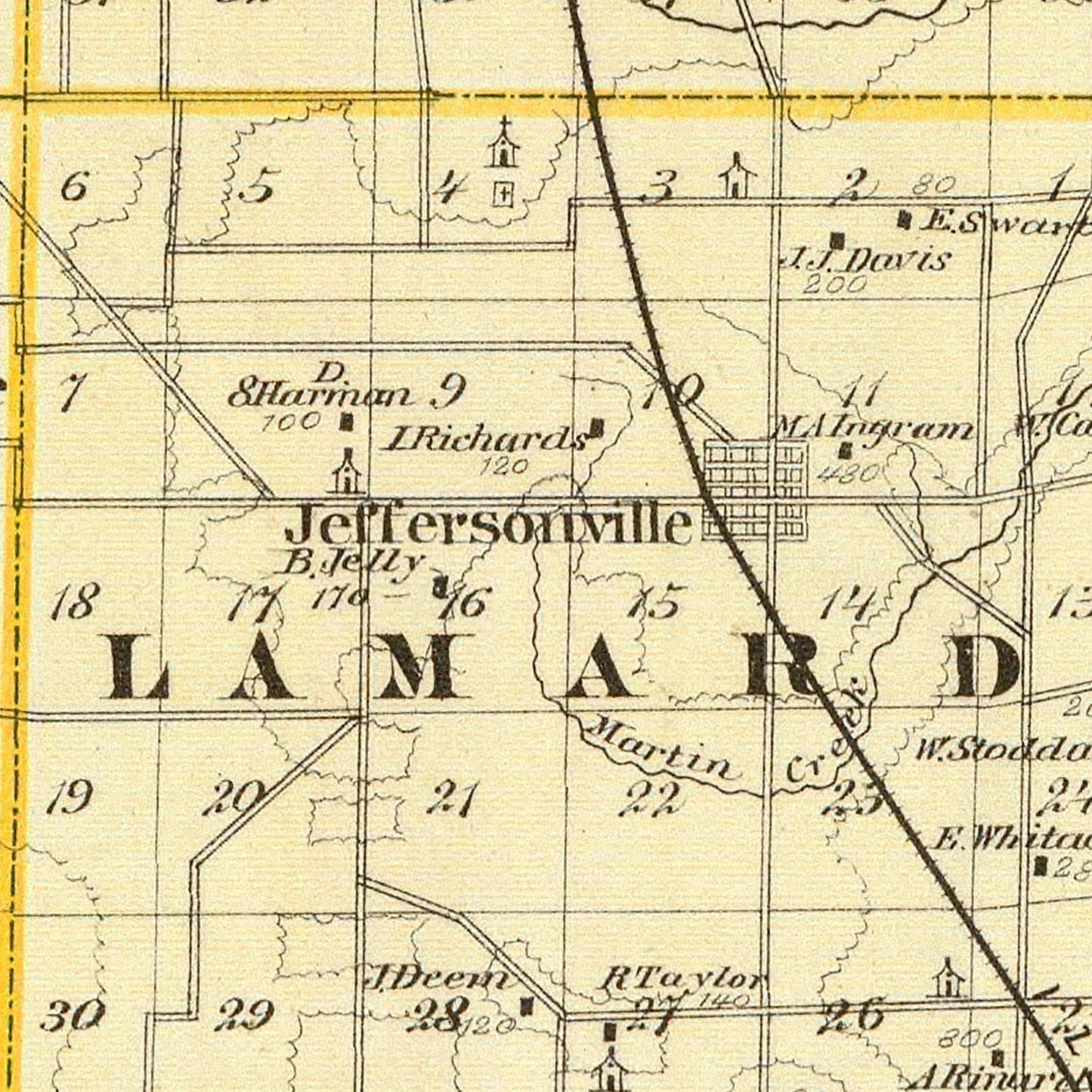 Vintage Map of Wayne County, Illinois 1876