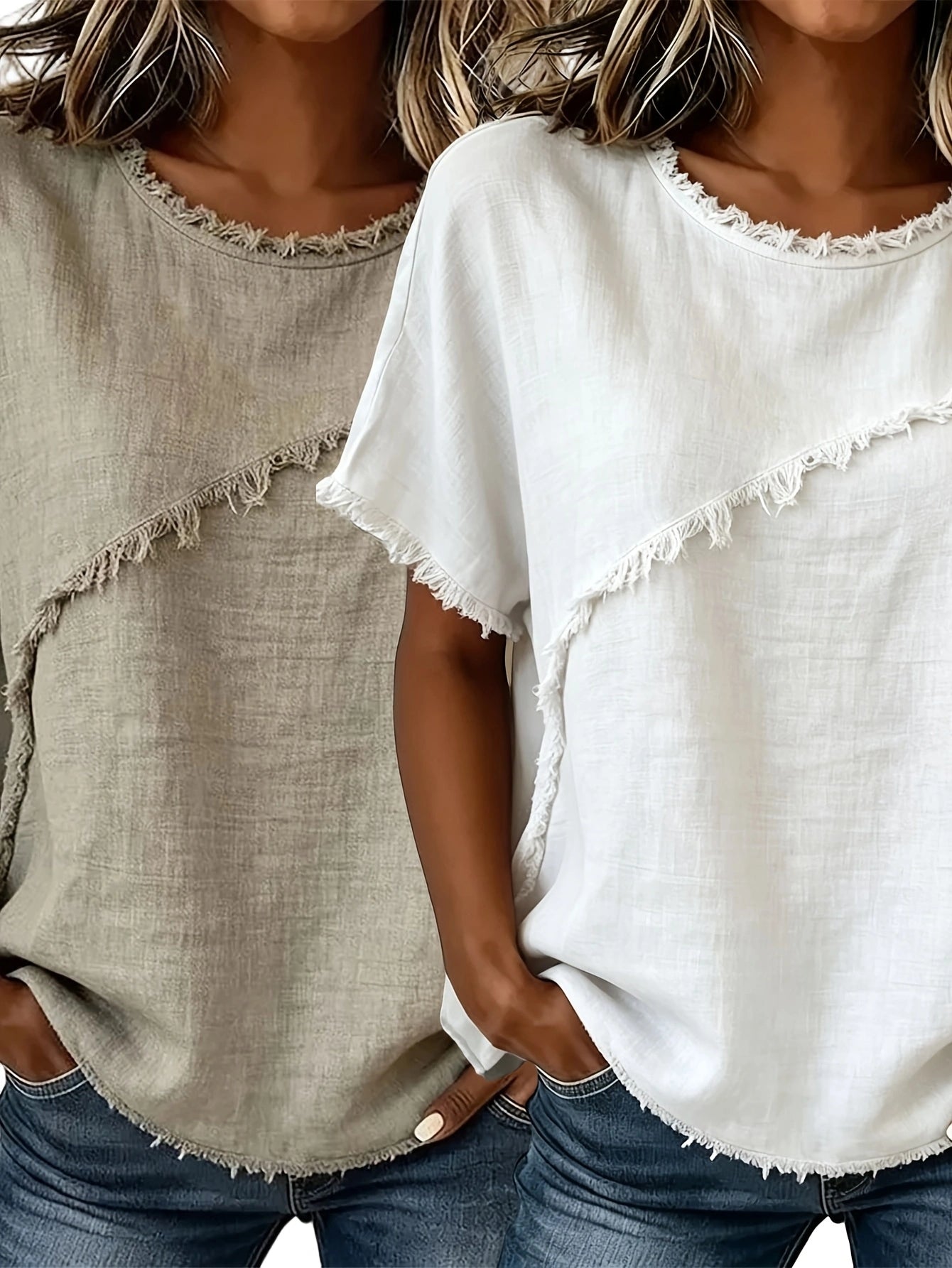 Women's Round-Neck Loose Short-Sleeve Top – 2-Pack Casual Tee