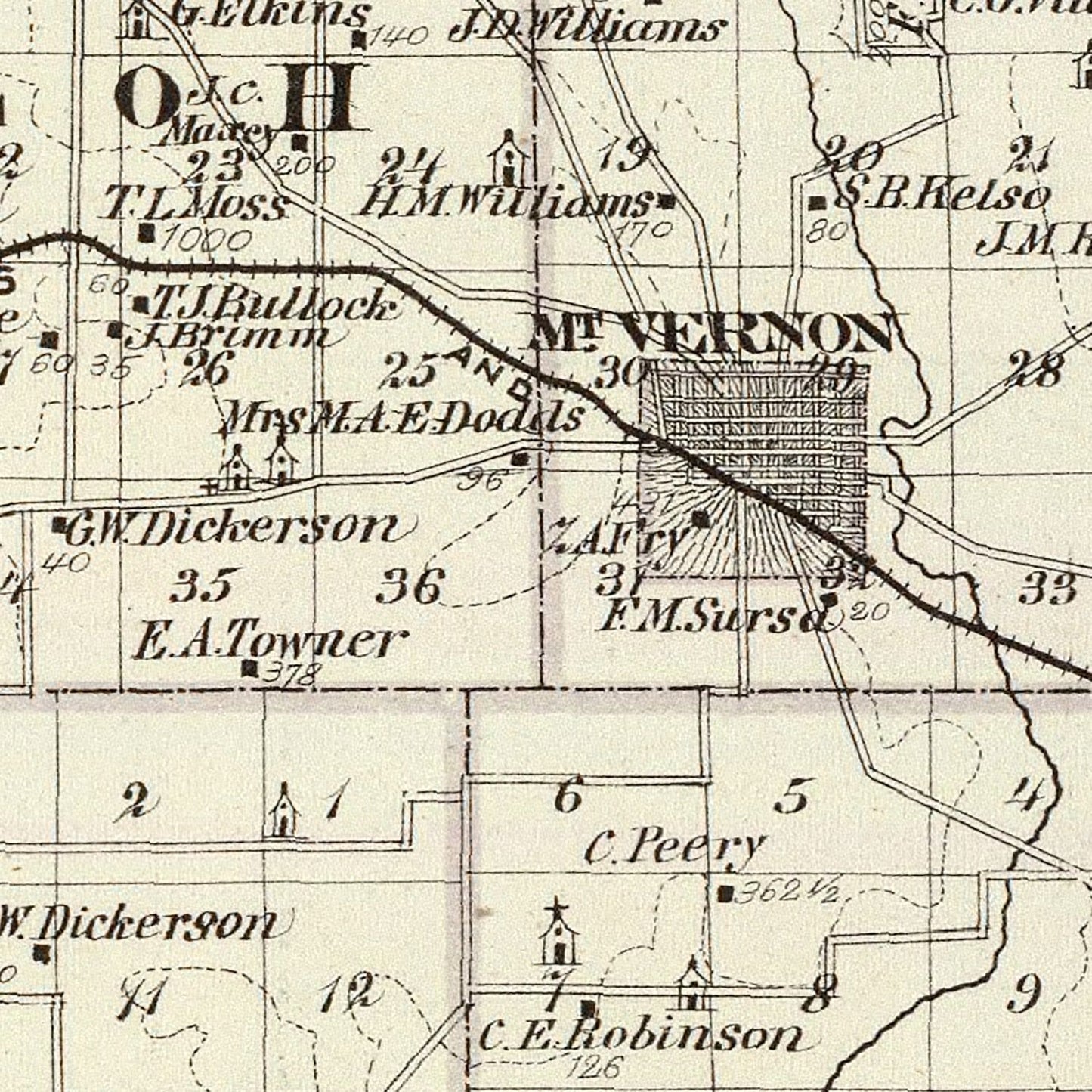 Vintage Map of Jefferson County, Illinois 1876
