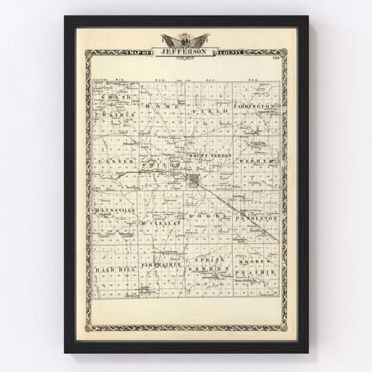 Vintage Map of Jefferson County, Illinois 1876