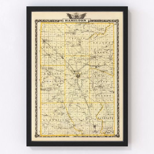 Vintage Map of Hamilton County, Illinois 1876