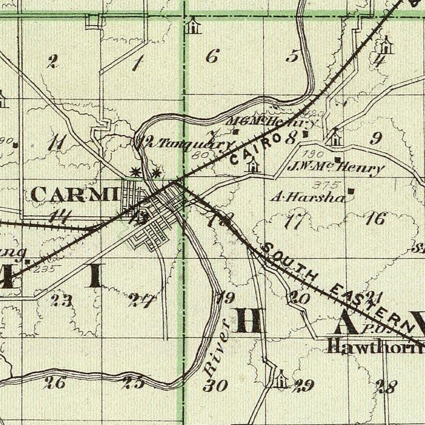 Vintage Map of White County, Illinois 1876