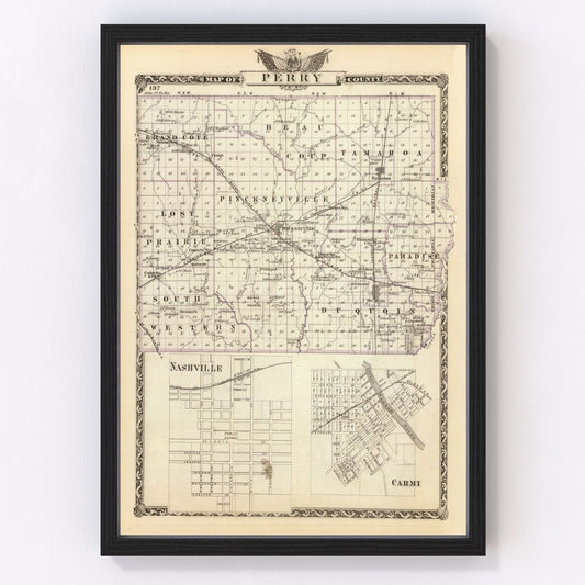 Vintage Map of Perry County, Illinois 1876