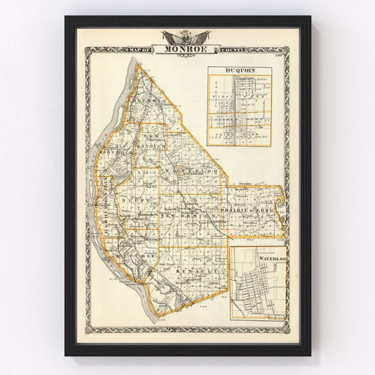Vintage Map of Monroe County, Illinois 1876