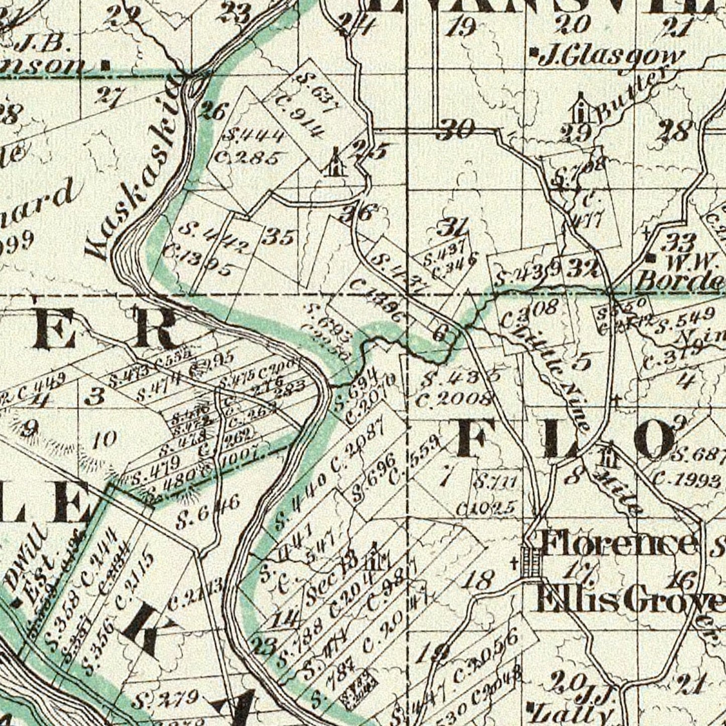 Vintage Map of Randolph County, Illinois 1876