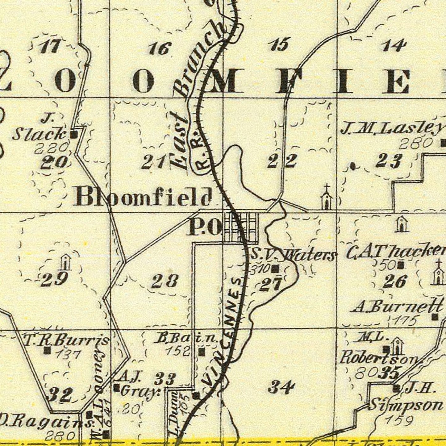 Vintage Map of Johnson County, Illinois 1876