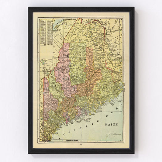 Vintage Map of Maine 1909