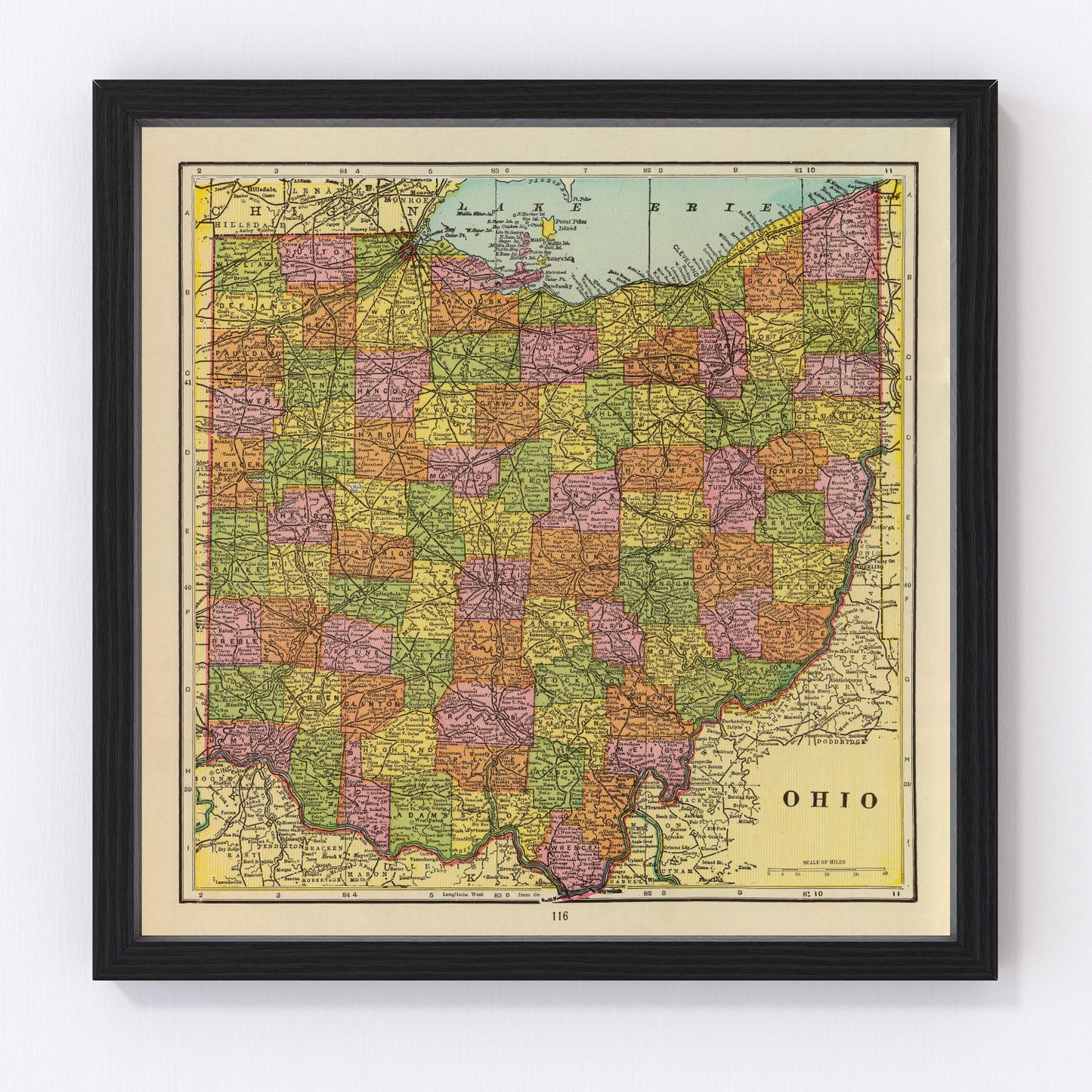 Vintage Map of Ohio 1909
