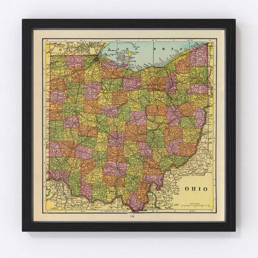 Vintage Map of Ohio 1909