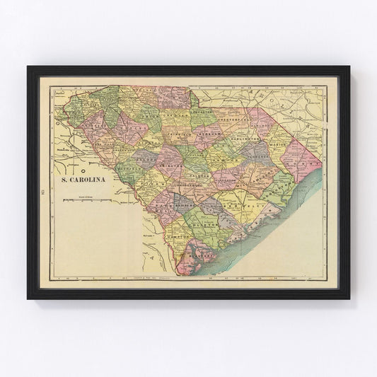 Vintage Map of South Carolina 1909