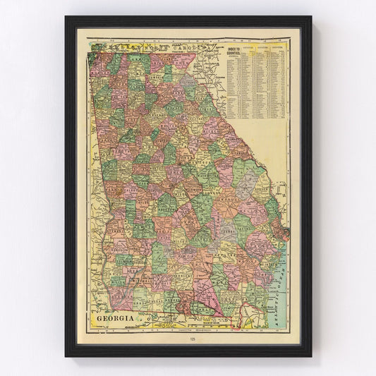 Vintage Map of Georgia 1909