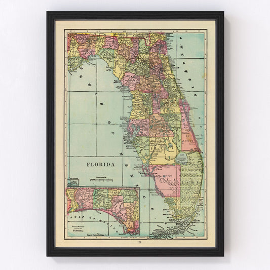 Vintage Map of Florida 1909